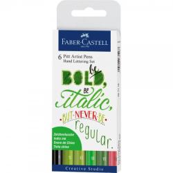 Faber-Castell Marker verde Pitt Artist Pen Caligrafic set 6 bucati FABER - CASTELL (9281)
