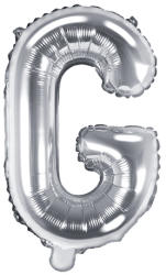 PartyDeco S. r. o Fólia léggömb, "G" betű, ezüst, 35 cm