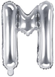 PartyDeco S. r. o Fólia léggömb, "M" betű, ezüst, 35 cm