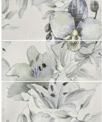 Decor faianță Viola, motiv flori, verde, set 3 plăci, 50x60 cm