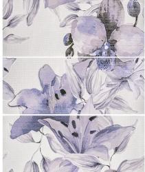 Decor faianță Viola, motiv flori, lila, set 3 plăci, 50x60 cm