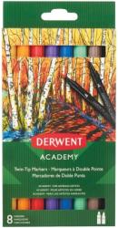 Derwent Set 8 carioci cu 2 capete, calitate superioara, pentru artisti aspiranti, 1 varf tip pensula si 1 varf fin Derwent Academy 98206 (98206)