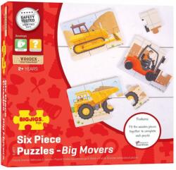 Bigjigs Toys Set 3 Puzzle Din Lemn - Vehicule Pentru Constructii - Bigjigs (bj817)