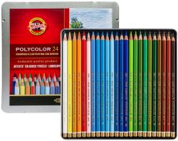 KOH-I-NOOR Színes ceruza készlet 24db-os KOH 3824/24 Polycolor, hatszögű, fémdobozos (7140113002)