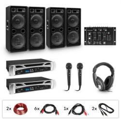 Electronic-Star eStar Bass-Party, sistem DJ, set, 2 x amplificator PA, mixer DJ, 4 x subwoofer, căști (4x211+2x34287+34582) (4x211+2x34287+34582)