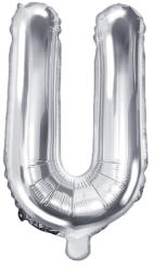 PartyDeco S. r. o Fólia léggömb, "U" betű, ezüst, 35 cm