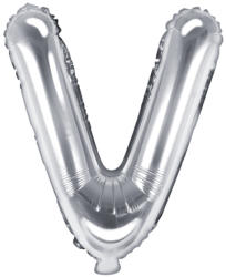 PartyDeco S. r. o Fólia léggömb, "V" betű, ezüst, 35 cm