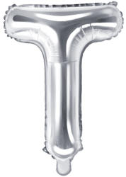 PartyDeco S. r. o Fólia léggömb, "T" betű, ezüst, 35 cm
