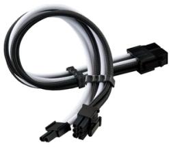 SilverStone Cablu prelungitor Silverstone 8-pini (6+2-pini) PCIe, 30cm, cleme incluse, Black/White, SST-PP07E-PCIBW