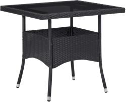 vidaXL Masă de exterior, negru, poliratan și sticlă (46177)