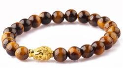  TIGRISSZEM KARKÖTŐ, ARANYSZÍNŰ BUDDHÁVAL - 10mm-es gyöngy