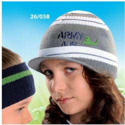 AJS Sapca tricotata pentru baieti 5-12 ani - AJS 26-058 negru cu gri sau negru cu albastru (AJS26-058)