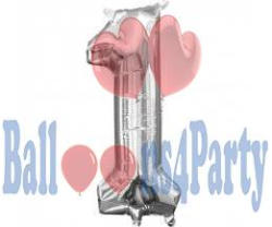 Balloons4party Balon folie cifra 1 argintiu 40cm