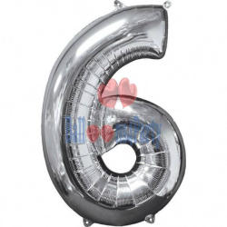 Balloons4party Balon folie cifra 6 argintiu 40cm