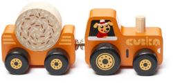 CUBIKA 15351 vontatóval felszerelt traktor - fa puzzle, mágneses 3 rész (MA1-15351)