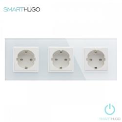 Smarthugo Hármas Sorolt Fehér Üvegkeretes Konnektor (sh3555001)