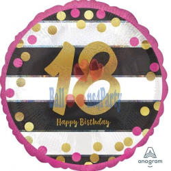 Balloons4party Balon folie imprimat 18 ani roz si auriu 43 cm