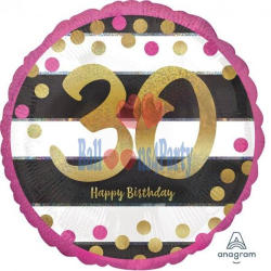 Balloons4party Balon folie imprimat 30 ani roz si auriu 43 cm