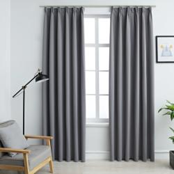 vidaXL Draperii opace cu cârlige, 2 buc. , gri, 140 x 245 cm (134432)