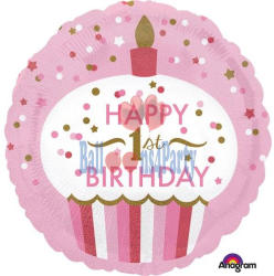 Amscan Anagram Balon folie briosa roz happy Birthday Prima aniversare 1 an 43cm - articole-petreceri - 12,99 RON