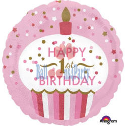 Anagram Balon folie, prajitura, Happy 1st Birthday, roz
