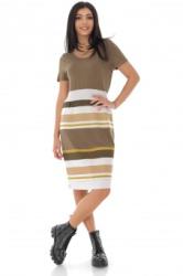 RohBoutique Rochie chic in dungi - Beige - ROH - DR4220