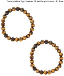  Bratara Ochi de Tigru cu Ochi de Soim Diametru 58 mm Margele Rotunde - 10x10 mm