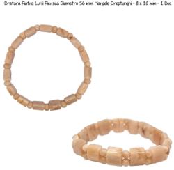  Bratara Piatra Lunii Piersica Diametru 56 mm Margele Dreptunghi - 8 x 10 mm - 1 Buc