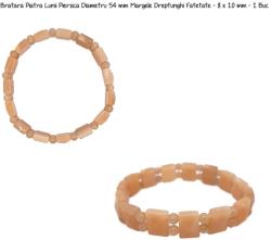  Bratara Piatra Lunii Piersica Diametru 54 mm Margele Dreptunghi Fatetate - 8 x 10 mm - 1 Buc