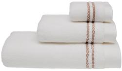 SOFT COTTON CHAINE törölközők és fürdőlepedők ajándékszettje, 3 db Fehér - bézs hímzés / White - beige embroidery