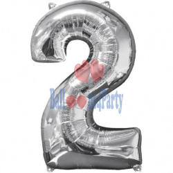 Balloons4party Balon folie cifra 2 argintiu 40cm