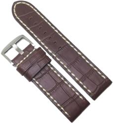  Curea de Ceas Robusta deBeer Paris - Maro Imprimeu Crocodil - Cusătură Albă - 24 mm - Piele Naturală (WZ4003)