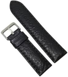 Curea de Ceas Chermond - Piele Neagră Bizonată - 24/22 mm - Grosime 4 mm - Cataramă Argintie (WZ4005)