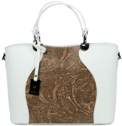 Manier Geanta piele alba /paisley GF2644