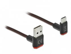 Delock Cablu EASY-USB 2.0 la USB-C unghi sus/jos 2m textil, Delock 85278 (85278) - conectica