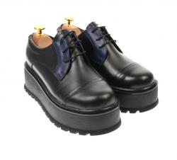 Rovi Design Pantofi dama casual cu platforme de 4 cm, negru cu albastru - TCC4NA