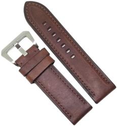  Curea de Ceas Robusta - Piele Naturală Maro Mată - 24 mm - Grosime 4 mm - Cataramă Argintie (WZ4009)