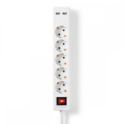 Nedis 5 Plug + 2 USB 1,5 m (EXSO515UFSWT)