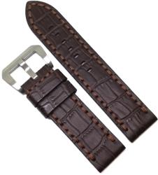 Curea de ceas Robusta din Piele Naturala - Culoare Maro, Imprimeu Crocodil - 24mm - WZ4019 (WZ4019)