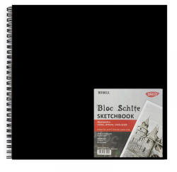 DACO Bloc de desen 30x30 cm, hartie neagra, cu spirala, 110 g, DACO Sketchbook, 80 file