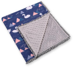 BabyLion pom-pom takaró Minky - Sötétkék hattyúk