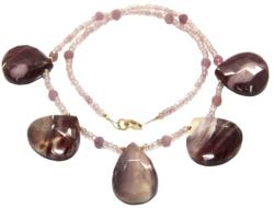  Colier Jasp Mokait - Safir - Cuart Capsuni Rotund - Picatura Fatetat - Accesorii Gold Filled - concepttropic - 299,00 RON