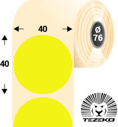 Tezeko 40 mm-es kör, papír címke, fluo sárga színű (5500 címke/tekercs) (P0400004000-036) - dunasp