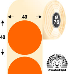 Tezeko 40 mm-es kör, papír címke, fluo narancs színű (5500 címke/tekercs) (P0400004000-021) - dunasp
