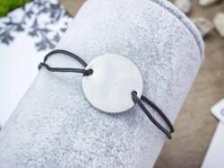 R. M. ékszer Gravírozható acél kör medálos MiniM nanocord karkötő (12686-RM)