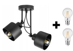 Glimex LAVOR állítható mennyezeti lámpa fekete 2x E27 + ajándék LED izzók (GKL54C)
