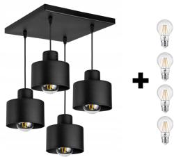 Glimex Függőlámpa fekete fém búrával | Loft - Industrial | Glimex Lavor 4xE27 GKL13C (GKL13C)