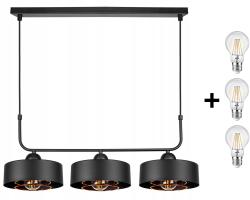 Glimex LAVOR MED rácsos fekete réz/króm állítható függőlámpa 3x E27 + ajándék LED izzók (GNL0009)