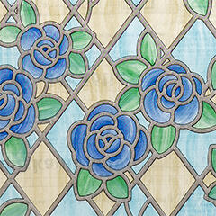 Gekkofix Üvegfólia, ablakfólia - Kék, virágmintás mozaik üveg (45 cm szélesség, öntapadós) (11833)
