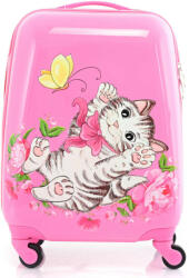 XTD Kids rózsaszín macskás 4 kerekű gyerek bőrönd (140341-09)